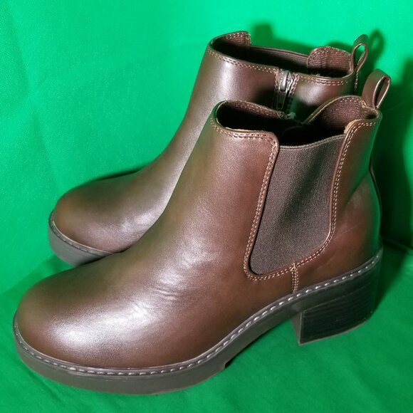 Lane Bryant Brown Chunky Lug Platform Ankle Boots Size 9 Wide Box Heel Sturdy - Picture 2 of 7